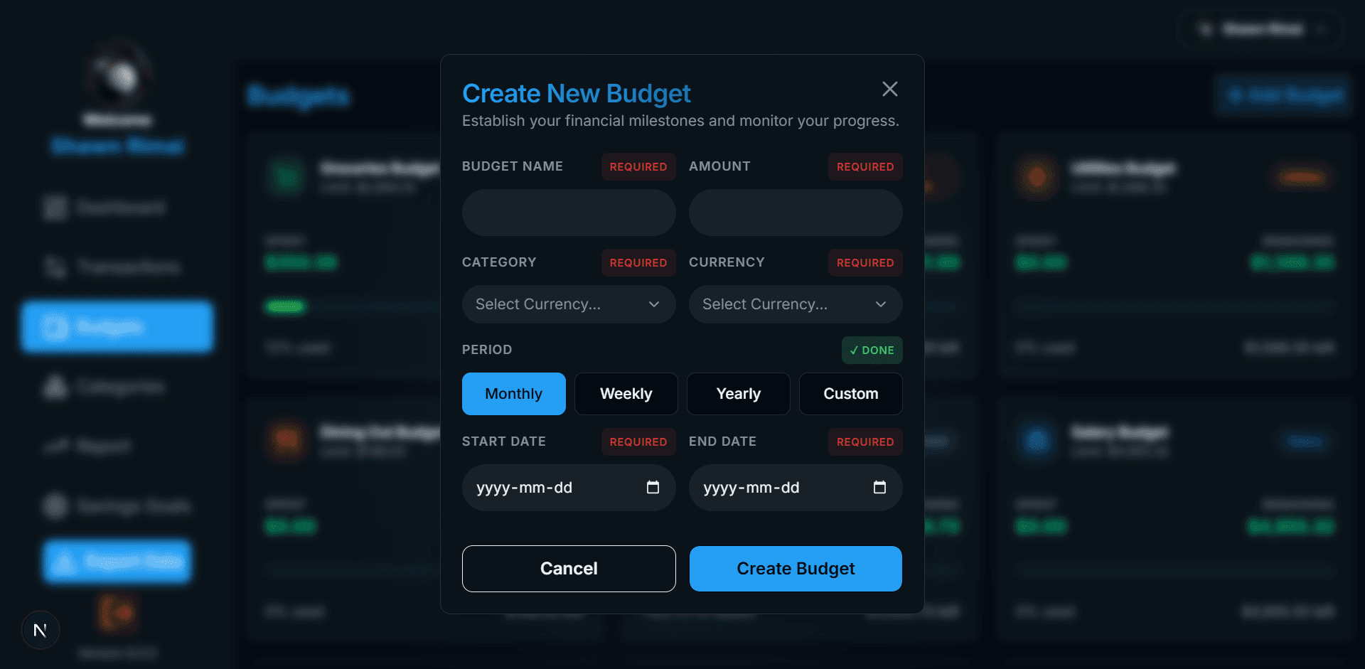 5. Create & Edit Budgets