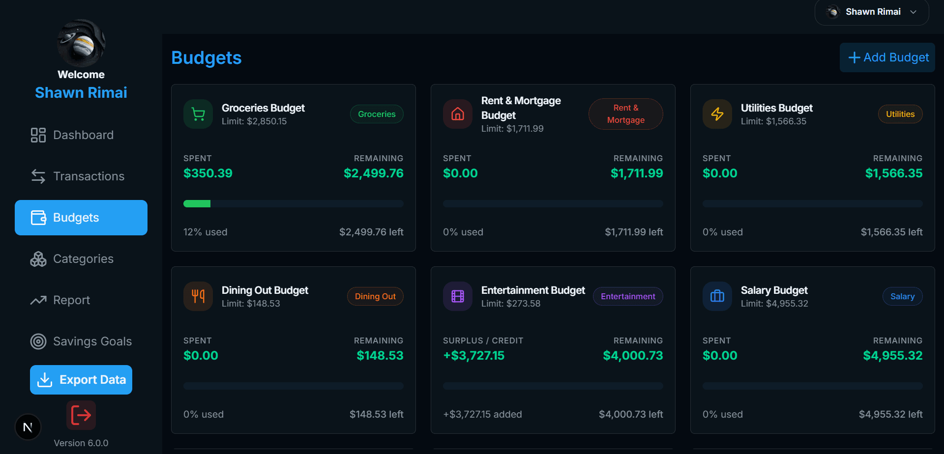 4. Manage Budget Categories