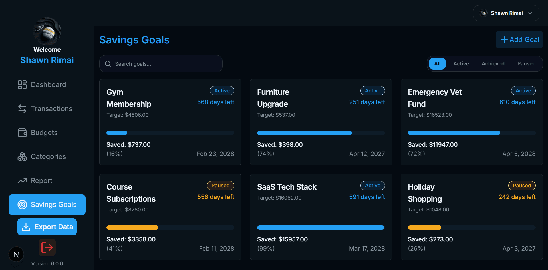 9. Track Savings Goals